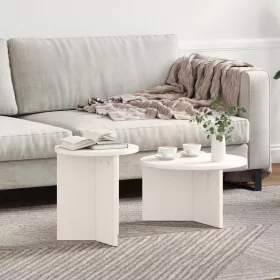    Kávasztal Szett 2 pcs Fehér 49 x 49 x 28 cm Tömör fenyőfa