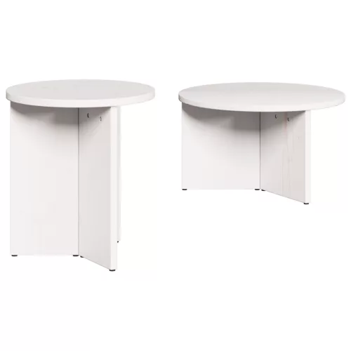  Kávasztal Szett 2 pcs Fehér 49 x 49 x 28 cm Tömör fenyőfa