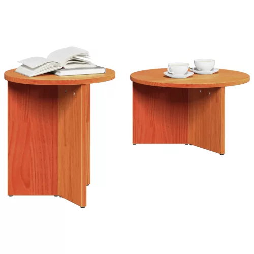  Kávasztal Szett 2 pcs Viaszbarna 49 x 49 x 28 cm Tömör fenyőfa