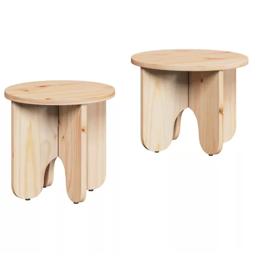  Kávasztal Szett 2 pcs Természetes 39.5 x 39.5 x 30 cm