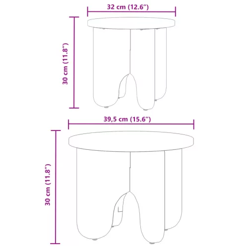  Kávasztal Szett 2 pcs Természetes 39.5 x 39.5 x 30 cm
