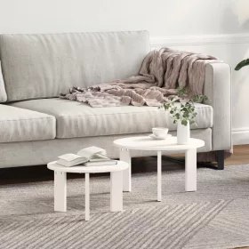    Kávasztal Szett 2 pcs Fehér 47.5 x 47.5 x 27 cm Tömör fenyőfa