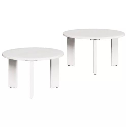  Kávasztal Szett 2 pcs Fehér 47.5 x 47.5 x 27 cm Tömör fenyőfa