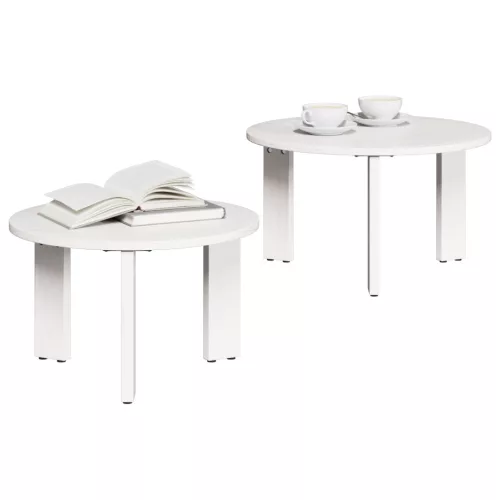  Kávasztal Szett 2 pcs Fehér 47.5 x 47.5 x 27 cm Tömör fenyőfa