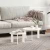  Kávasztal Szett 2 pcs Fehér 47.5 x 47.5 x 27 cm Tömör fenyőfa