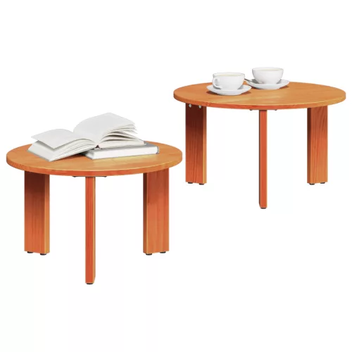  Kávasztal Szett 2 pcs Viaszbarna 47.5 x 47.5 x 27 cm
