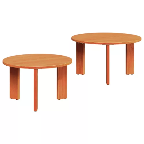  Kávasztal Szett 2 pcs Viaszbarna 47.5 x 47.5 x 27 cm