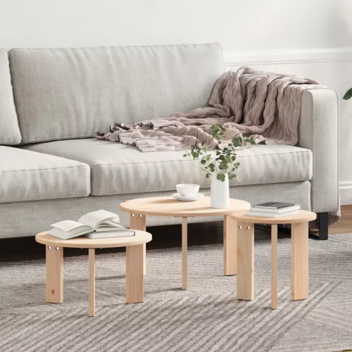  Dohányzóasztal 3 pcs Természetes 47.5 x 47.5 x 27 cm