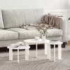  Kávasztal Szett 3 pcs Fehér 47.5 x 47.5 x 27 cm Tömör fenyőfa