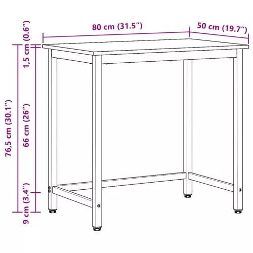  asztal Artisan tölgy 100 x 50 x 76,5 cm Műszaki fa és acél