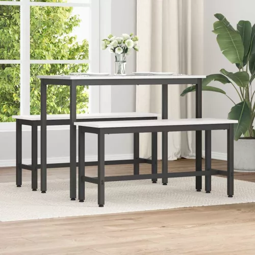  Étkező pad 2 pcs Fehér 100 x 32,5 x 49 cm Tömör fenyőfa