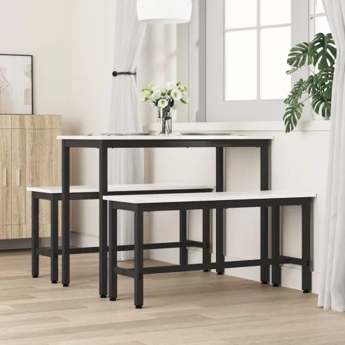  Étkező pad 2 pcs Fehér 100 x 32,5 x 49 cm Tömör fenyőfa
