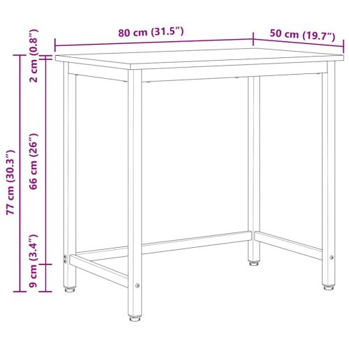  asztal Természetes 80 x 50 x 77 cm Műszaki fa és acél