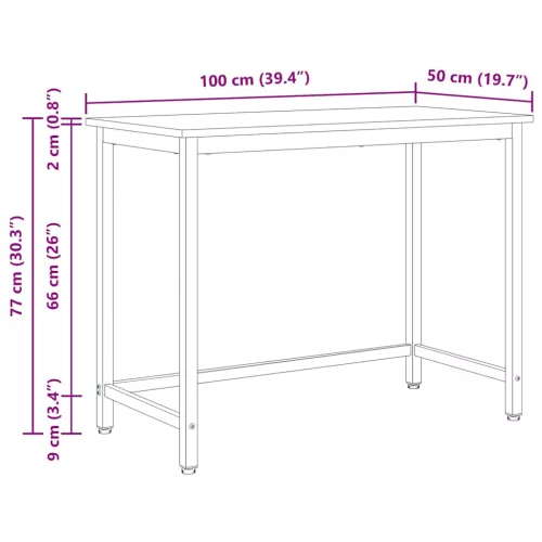  asztal Természetes 100 x 50 x 77 cm Műszaki fa és acél