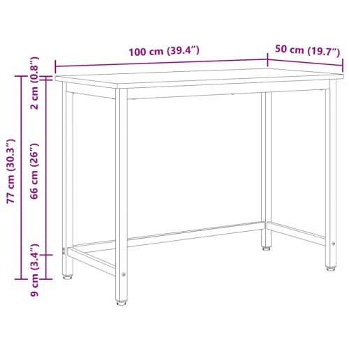  asztal Fehér 100 x 50 x 77 cm Műszaki fa és acél