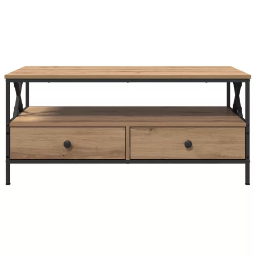  Dohányzóasztal fiókkal kézműves tölgy 100 x 51 x 45 cm Faanyag