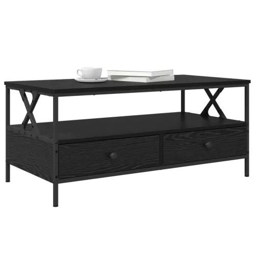  Dohányzóasztal fiókkal polcokkal tárolóval Musta tammi 100 x 51 x 45 cm Faanyag