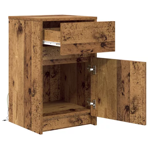  LED Éjjeli Szekrény 2 pcs Régi fa 38 x 34 x 61 cm Forgácslemez