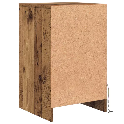  LED Éjjeli Szekrény 2 pcs Régi fa 38 x 34 x 61 cm Forgácslemez