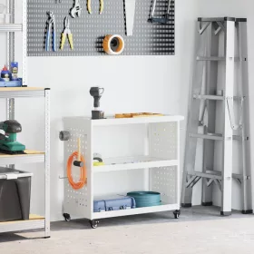    Eszköz Kocsi polcokkal kerékkel tárolóval Fehér 75 x 35 x 73 cm Porszórt Acél