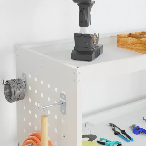  Eszköz Kocsi polcokkal kerékkel tárolóval Fehér 75 x 35 x 73 cm Porszórt Acél