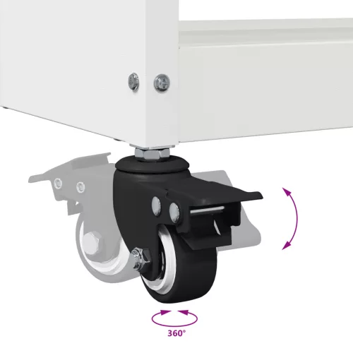  Eszköz Kocsi polcokkal kerékkel tárolóval Fehér 75 x 35 x 73 cm Porszórt Acél