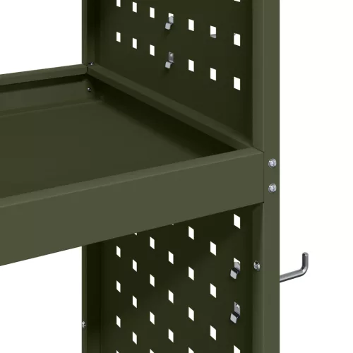  Eszköz Kocsi polcokkal kerékkel tárolóval Oliva zöld 75 x 35 x 73 cm Porszórt Acél