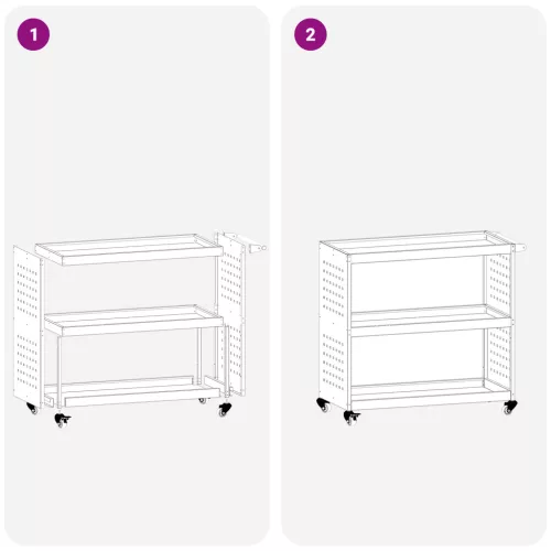 Eszköz Kocsi polcokkal kerékkel tárolóval Oliva zöld 75 x 35 x 73 cm Porszórt Acél