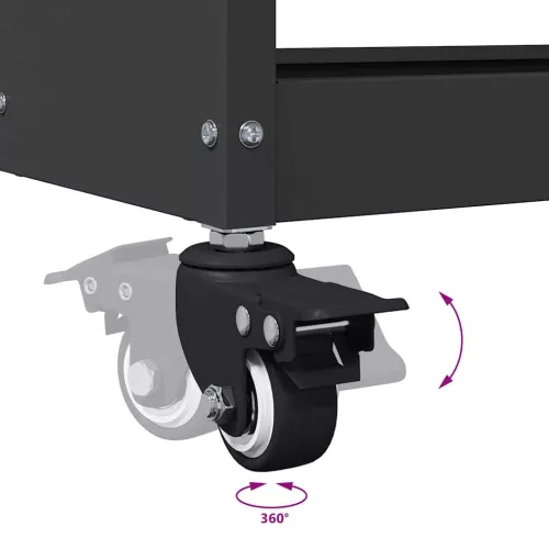  Eszköz Kocsi polcokkal kerékkel tárolóval Fekete 65 x 35 x 111 cm Fém
