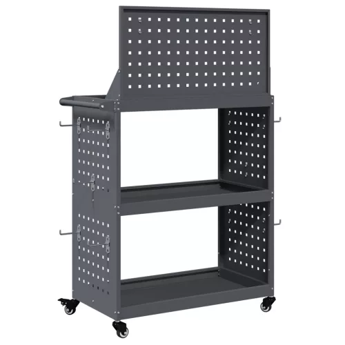  Eszköz Kocsi polcokkal kerékkel tárolóval Antracit 65 x 35 x 111 cm Porszórt Acél