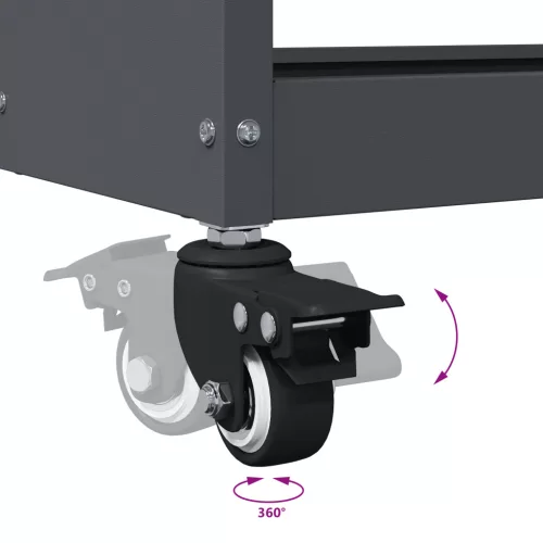  Eszköz Kocsi polcokkal kerékkel tárolóval Antracit 65 x 35 x 111 cm Porszórt Acél