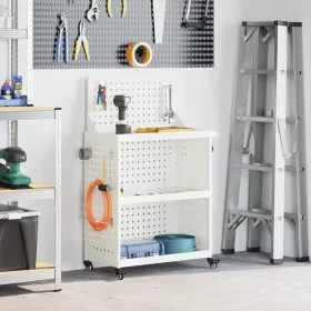    Eszköz Kocsi polcokkal kerékkel tárolóval Fehér 65 x 35 x 111 cm Fém