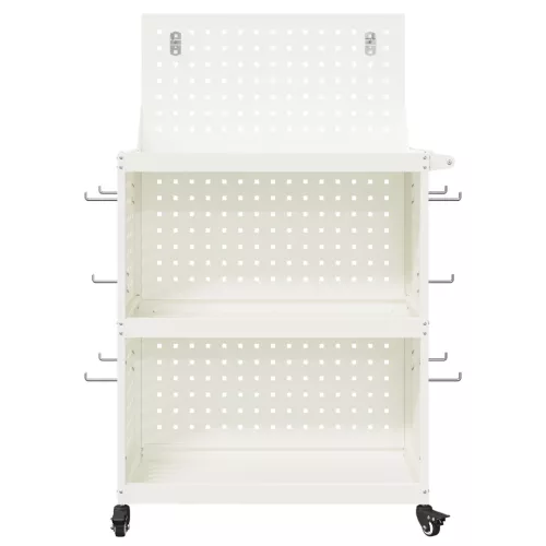  Eszköz Kocsi polcokkal kerékkel tárolóval Fehér 65 x 35 x 111 cm Fém