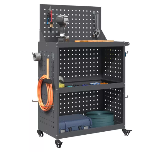  Eszköz Kocsi polcokkal kerékkel tárolóval Antracit 65 x 35 x 111 cm Porszórt Acél