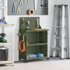  Eszköz Kocsi polcokkal kerékkel tárolóval Oliva zöld 65 x 35 x 111 cm Fém