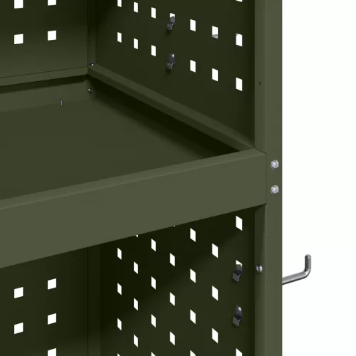  Eszköz Kocsi polcokkal kerékkel tárolóval Oliva zöld 65 x 35 x 111 cm Fém