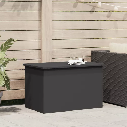  Kültéri Tároló Doboz tárolóval Fekete 80 x 50.5 x 50 cm