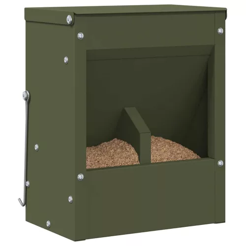  Nyúl Etető Olajzöld 20 x 12,5 x 25 cm Hidegen Hengerelt Acél
