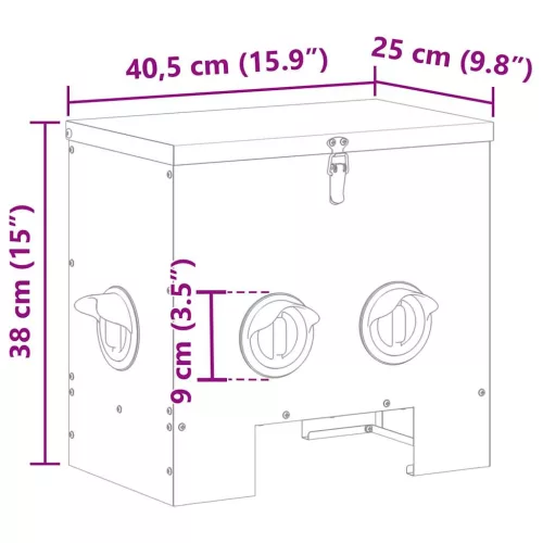  Csirke etető Fekete 60.5 x 29 x 51 cm Hidegen Hengerelt Acél