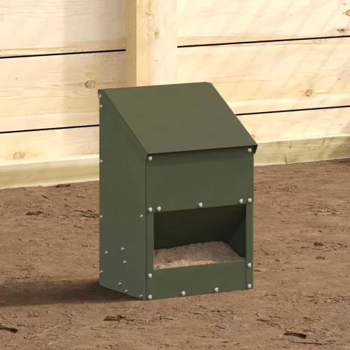  Csirke etető Olajzöld 21 x 16 x 33 cm Hidegen Hengerelt Acél