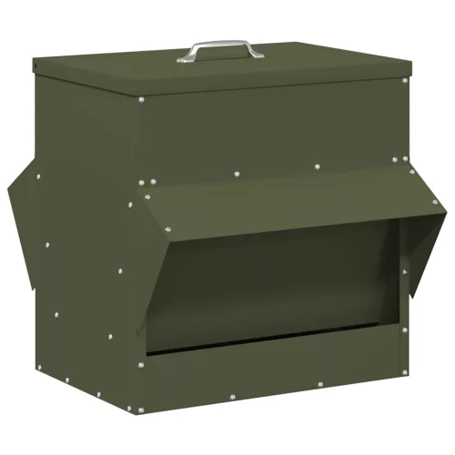  Csirke etető Olajzöld 40,5 x 45 x 41 cm Hidegen Hengerelt Acél