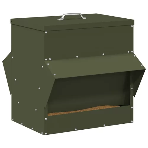  Csirke etető Olajzöld 40,5 x 45 x 41 cm Hidegen Hengerelt Acél