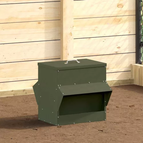  Csirke etető Olajzöld 40,5 x 45 x 41 cm Hidegen Hengerelt Acél