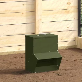    Csirke etető Olajzöld 20 x 25 x 35 cm Hidegen Hengerelt Acél