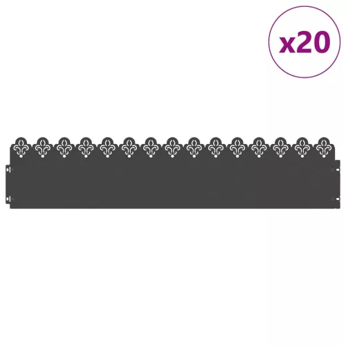  Gyepszegélyek 20 pcs Fekete 103 x 0,05 x 22 cm Acél