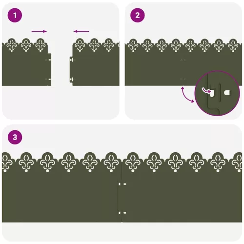  Gyepszegélyek 10 pcs Olajzöld 103 x 0,05 x 22 cm Acél