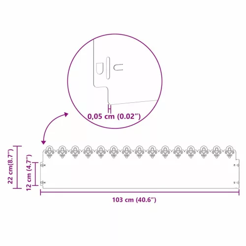  Gyepszegélyek 10 pcs Ezüst 103 x 0,05 x 22 cm Rozsdamentes acél
