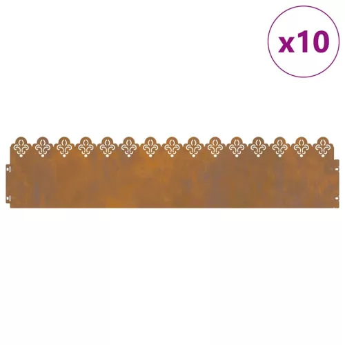  Gyepszegélyek 10 pcs Rozsdás 103 x 0,05 x 22 cm