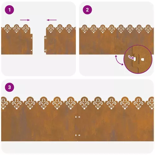  Gyepszegélyek 10 pcs Rozsdás 103 x 0,05 x 22 cm