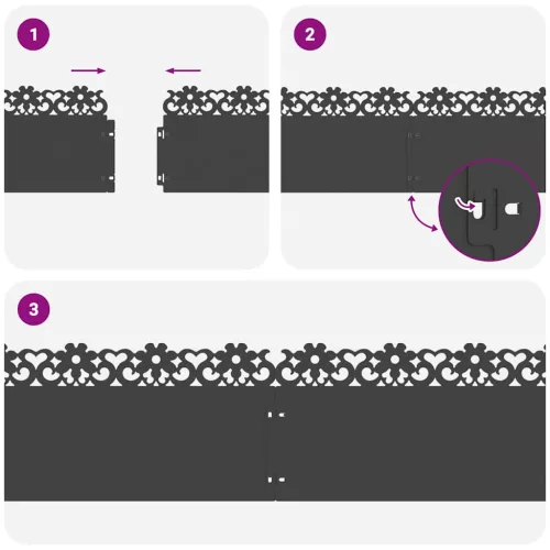  Gyepszegélyek 10 pcs Fekete 103 x 0,05 x 22 cm Acél